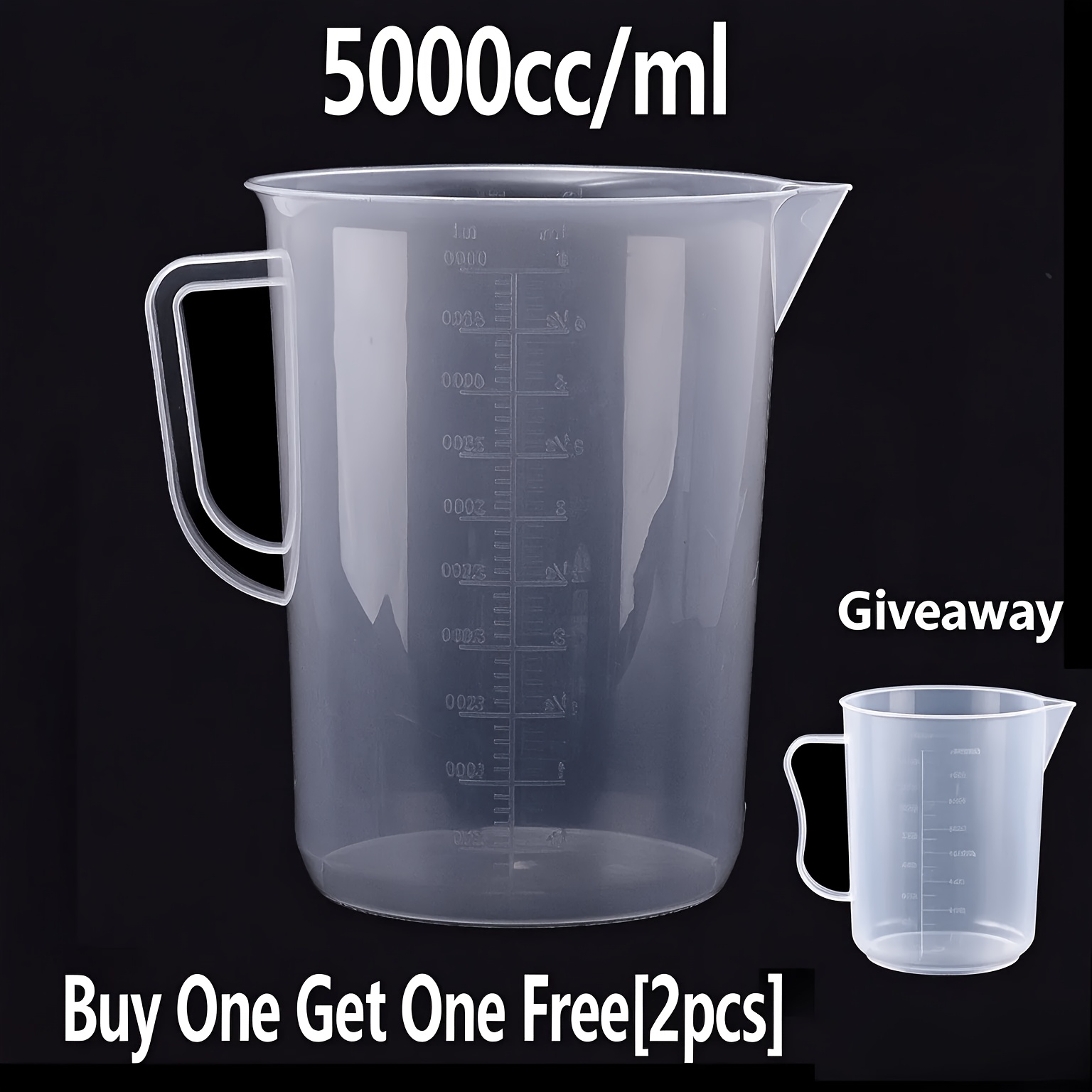 TEMU Large Capacity Plastic Measuring Cup With Graduated - Durable Pp Material, Corrosion Resistant, , Precise Liquid Transfer, Suitable For