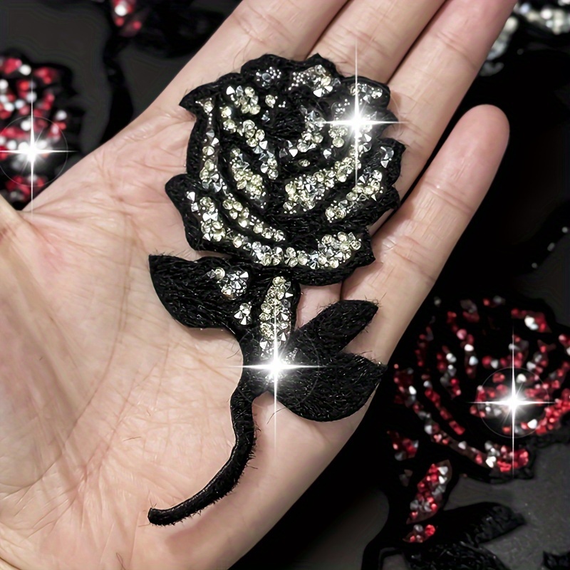 

1/2pcs Gothic Rose Sequin Iron-on Patches, Color Fabric Applique For Accessories, Fashion Embellishments For Apparel, Shoes, Hats, Jeans, Sequins For Crafts