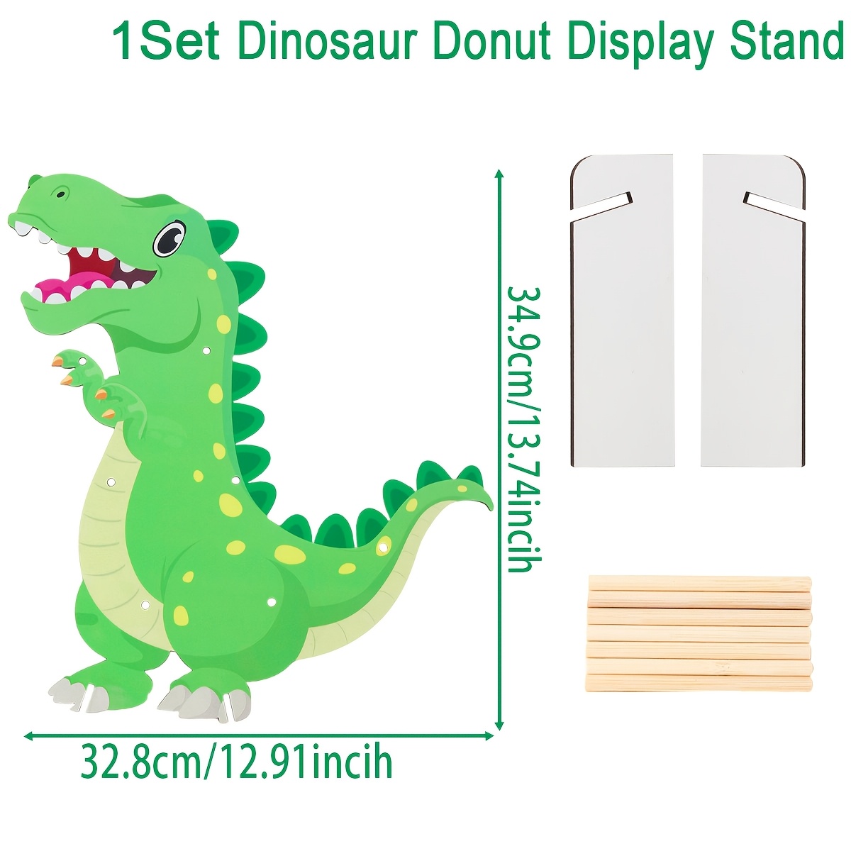 E-shop 1 Set, Dinosaurier-förmiger Holz-Donut-Ständer, Dino-Themenparty-Dessert-Displayhalter, Happy Birthday Party Tischdekoration, Baby Shower Party