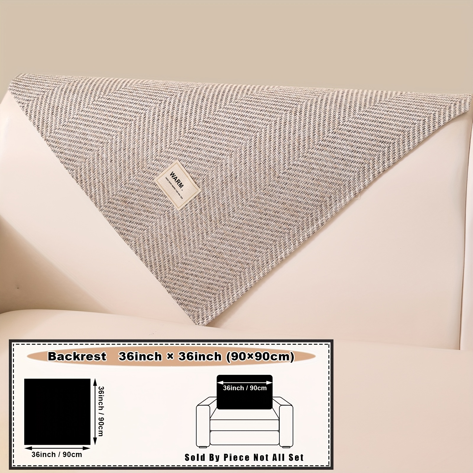 TEMU 1pc Warm Solid Color Label Sofa Cushion, Popular Modern Minimalist Sectional Sofa Cover In Europe And America, Pet-friendly Non-slip Particle