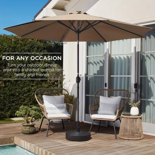 11ft large outdoor patio umbrella durable uv protection waterproof and windproof with button tilt and crank system backyard beach and poolside shade
