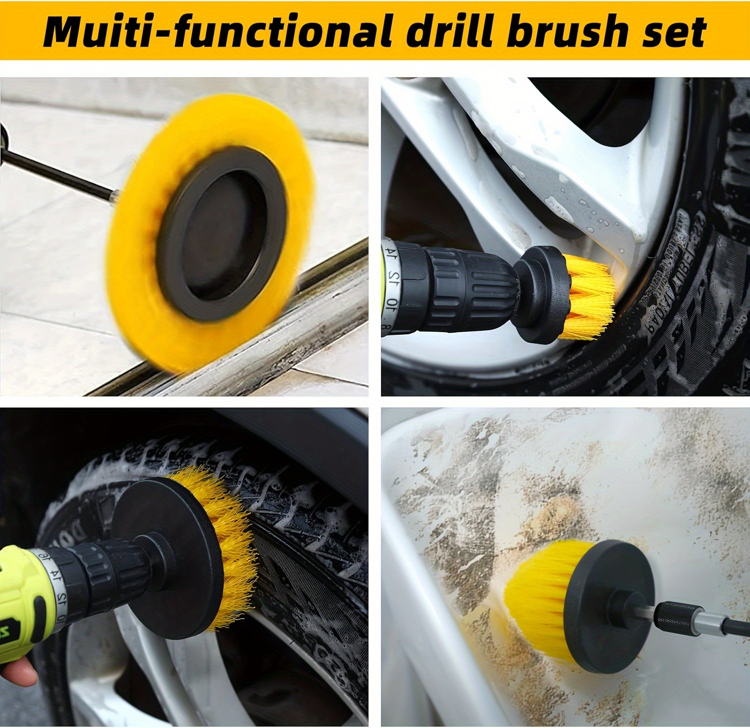 23pcs drill brush attachment set   scrubber kit for grout tiles bathroom kitchen cleaning with extendable rod   reusable plastic heads compatible with any drill details 1