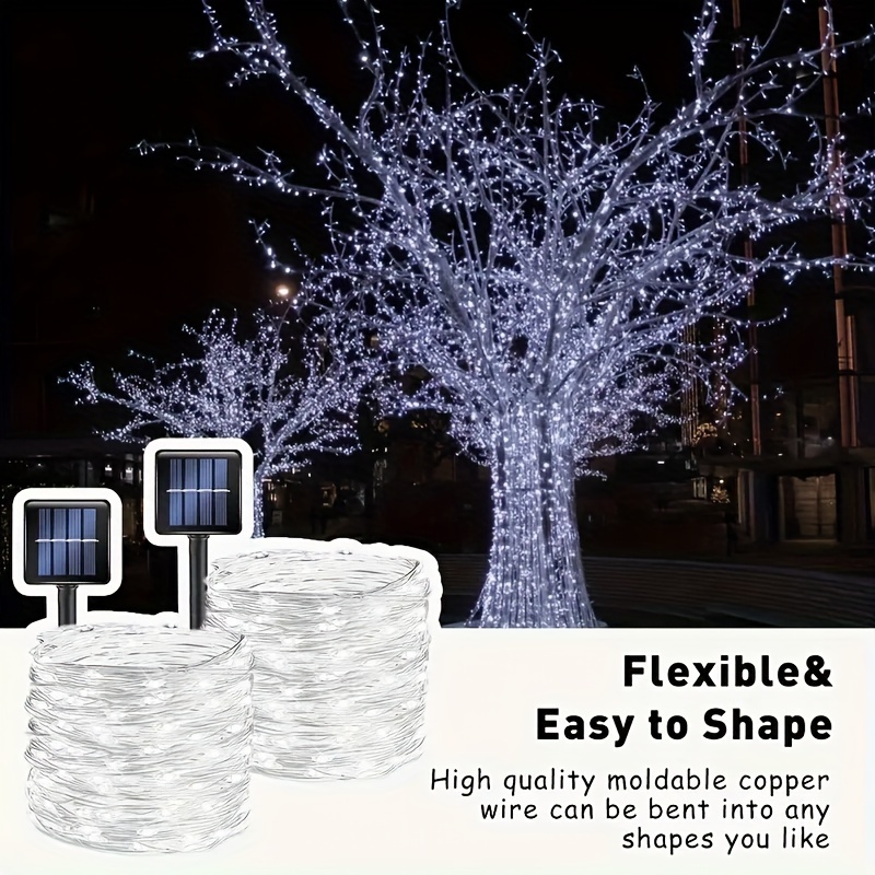 TEMU 2 Pack Of 104ft (300led) Solar Outdoor Lights, Outdoor Solar String Lights, Copper Wire 8 Pattern Solar Fairy Tale Lights Garden Christmas Party