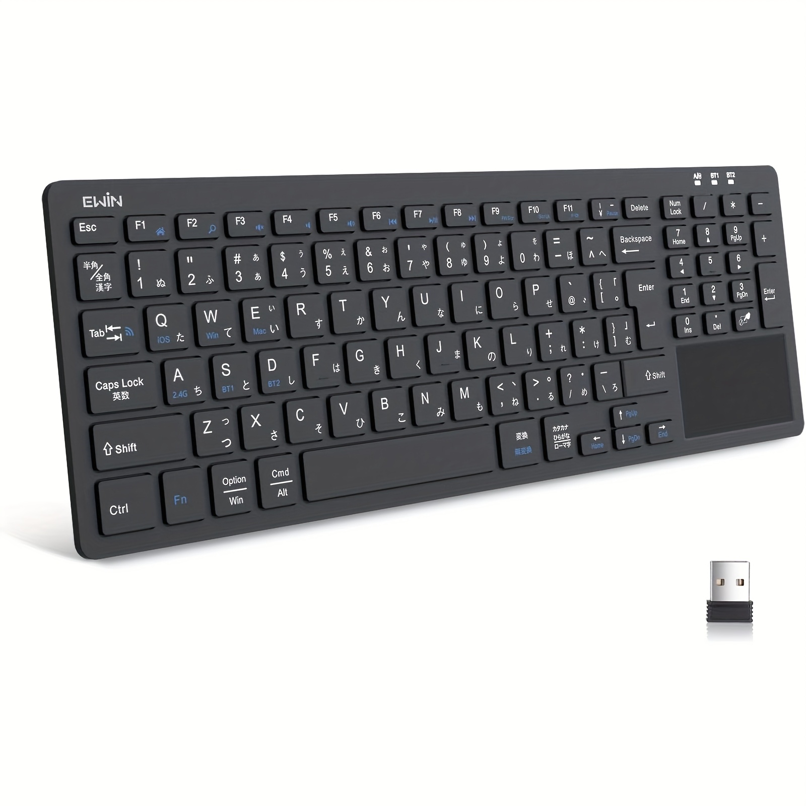 TEMU Bt Wireless/ Usb Wireless Keyboard 2.4ghz Connection Japanese Wireless Keyboard With Touchpad 3 System Support 3 Device Switch Battery Powered