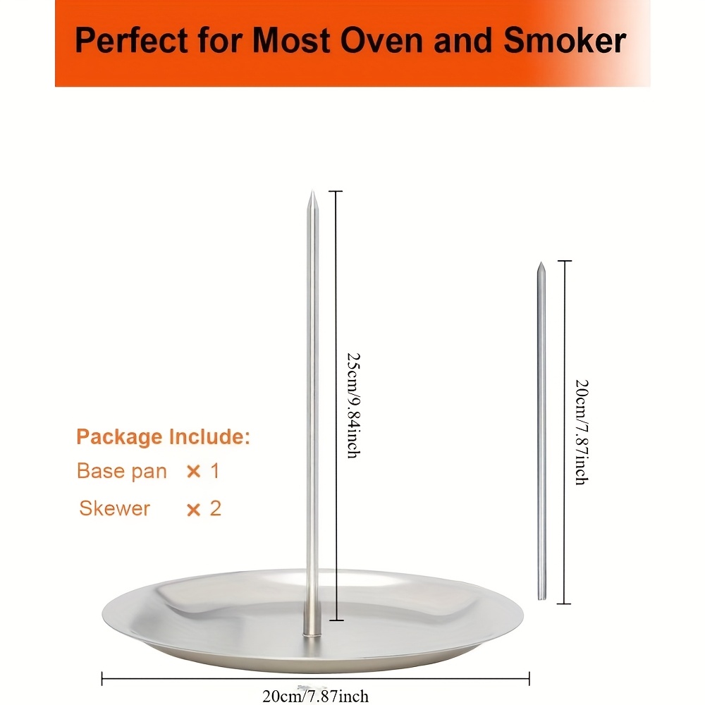 TEMU Stainless Steel Round Grill Plate, Kebab And Chicken Roasting Pan, Outdoor Barbecue Pan, With 2 Stainless Steel Skewers, Detachable