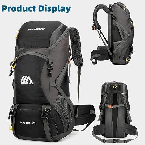 50l large capacity hiking backpack outdoor backpack for hiking camping and leisure multi pocket storage adjustable chest and waist straps outdoor backpack for securing camping gear such as tents sleeping bags and trekking poles