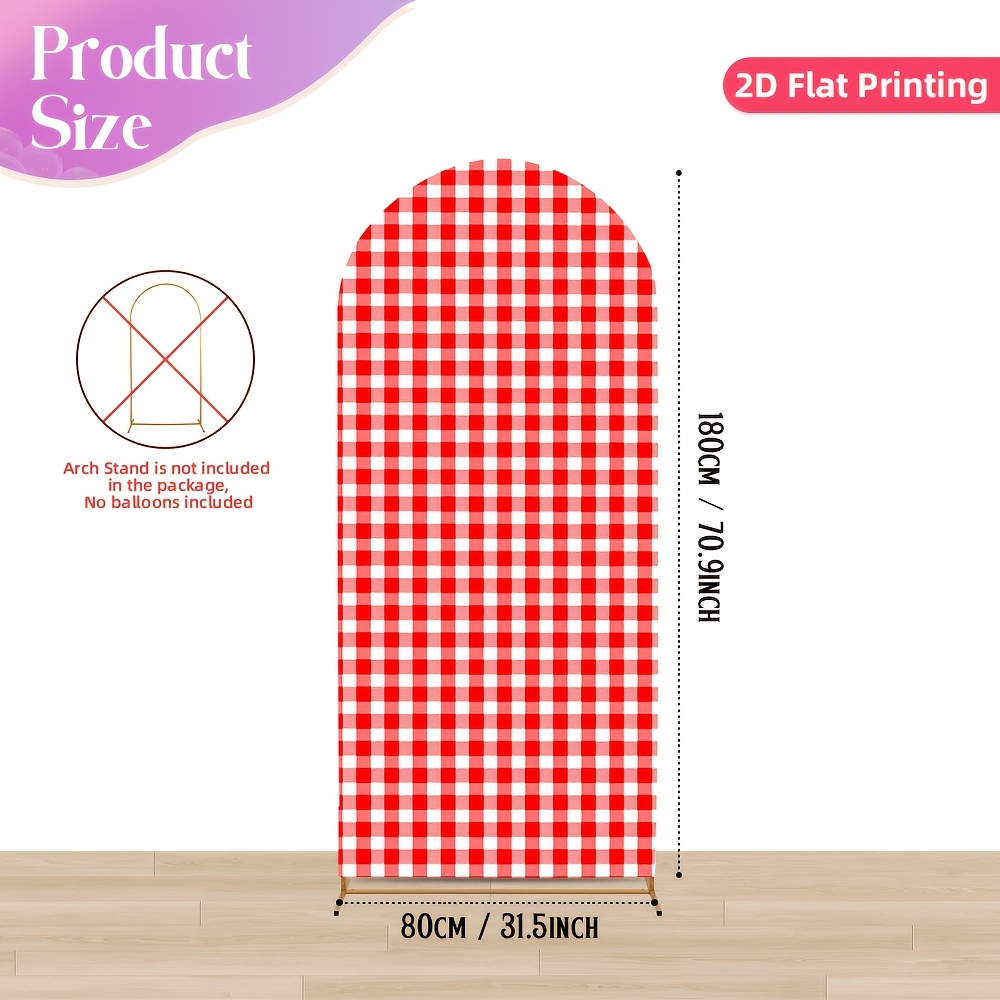 TEMU Bannière 2D Plate - Bannière 2D Plate - Bannière 2D Plate - Bannière 2D Plate en tissu polyester, avec un motif à carreaux rouge et blanc, pour