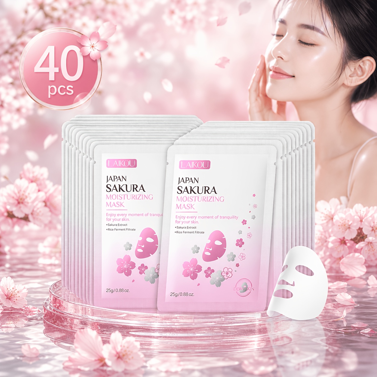 40pcs japan sakura sheet mask suitable skin types - Temu