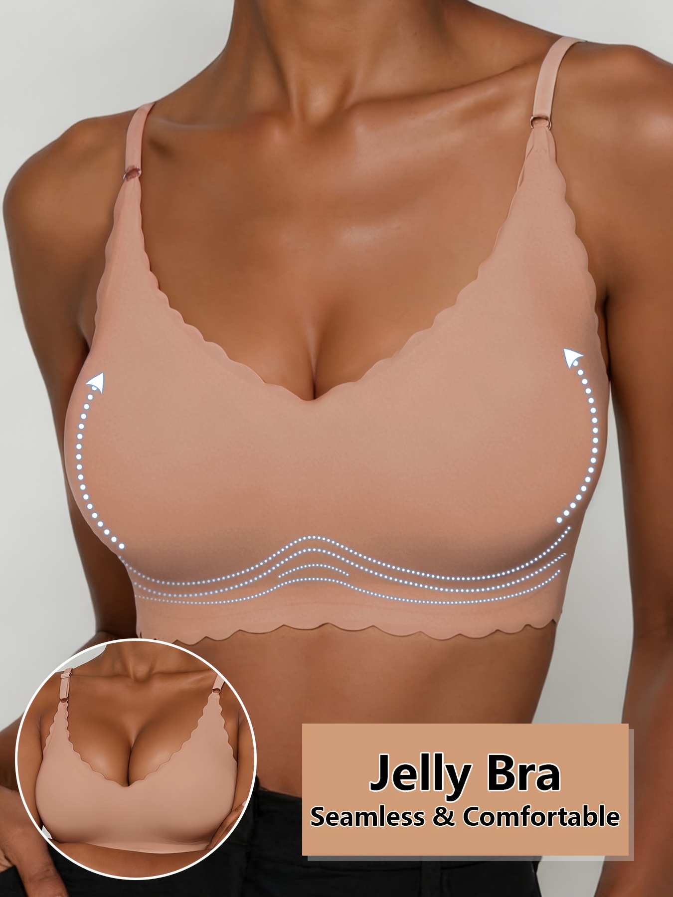 single piece womens simple solid color wire   comfortable and breathable with removable pads and ruffle trim adjustable straps suitable for daily wear sports and other casual occasions   ruffle trim bra in solid