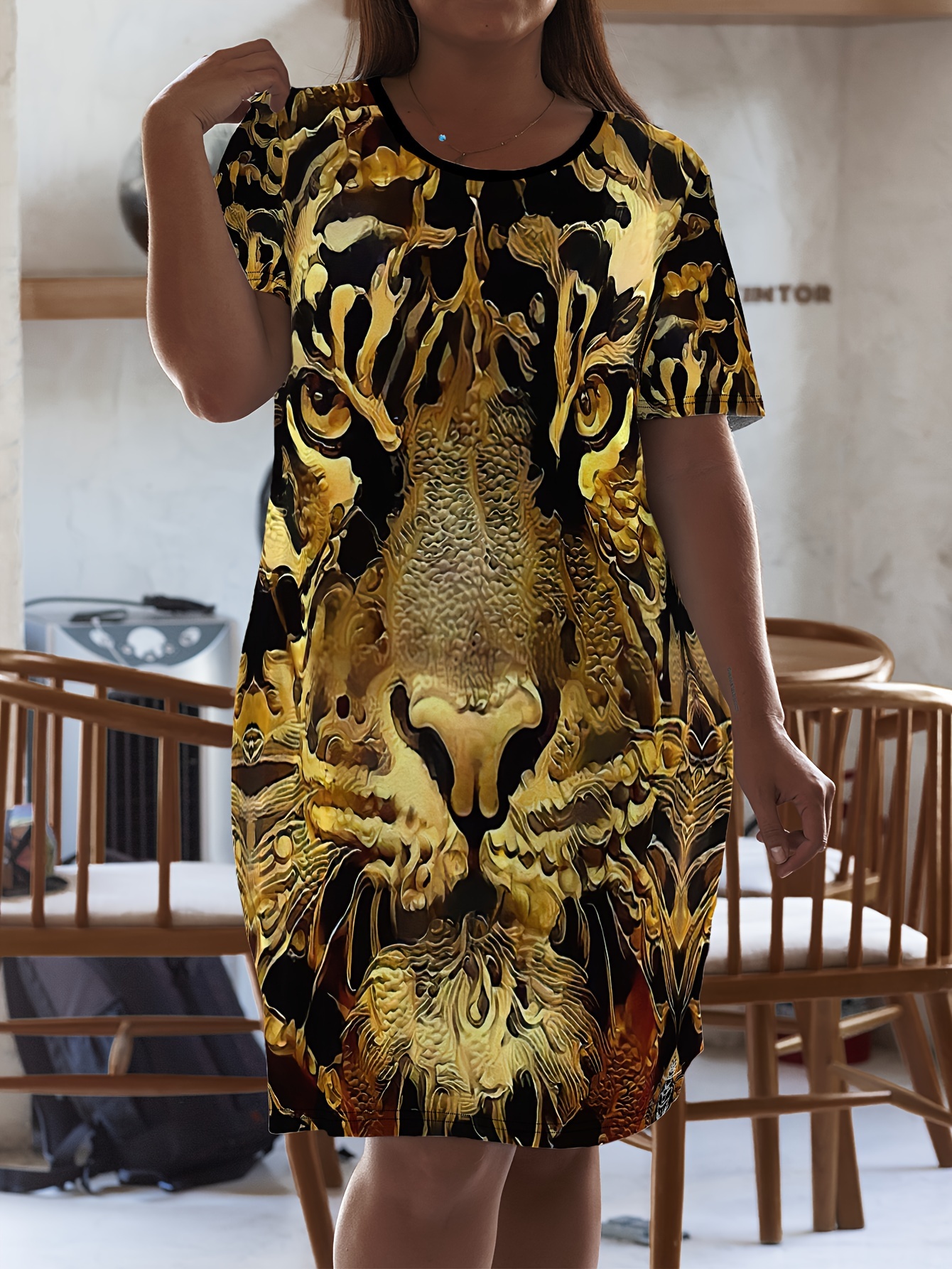 women' printed pattern casual dress summer Temu Saudi Arabia