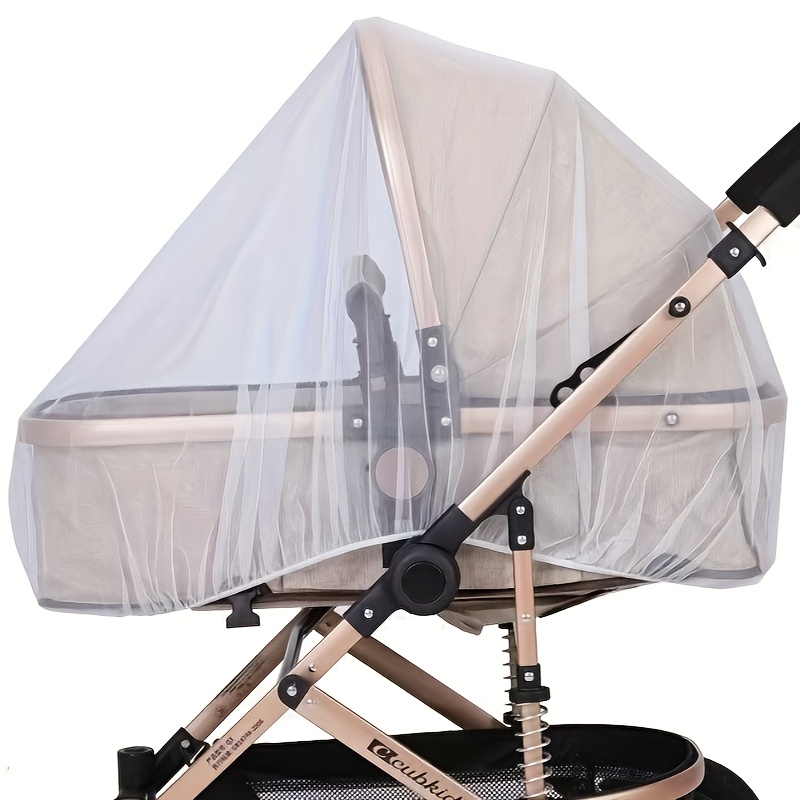 All-Season Carriage Mosquito Net - White Polyester Blend, Universal Anti-Mosquito Net for Strollers and Car Seats, Large Encrypted Mesh for Young Children, Stroller Accessory | Modern Stroller | Durable Stroller