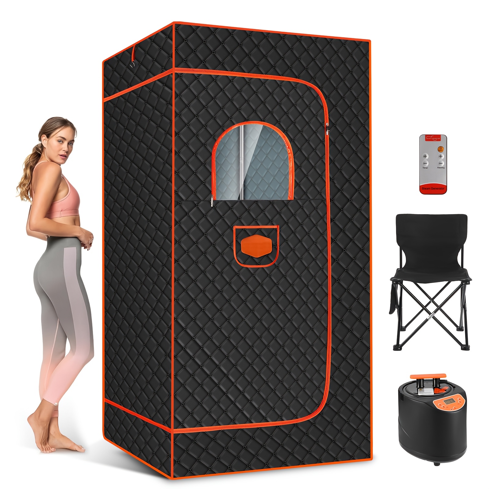 

Portable Sauna, Portable Sauna For Home, Sauna Tent With 3.0l Steamer, Remote Control, Folding Chair, , 2.6' X 2.6' X 5.9'