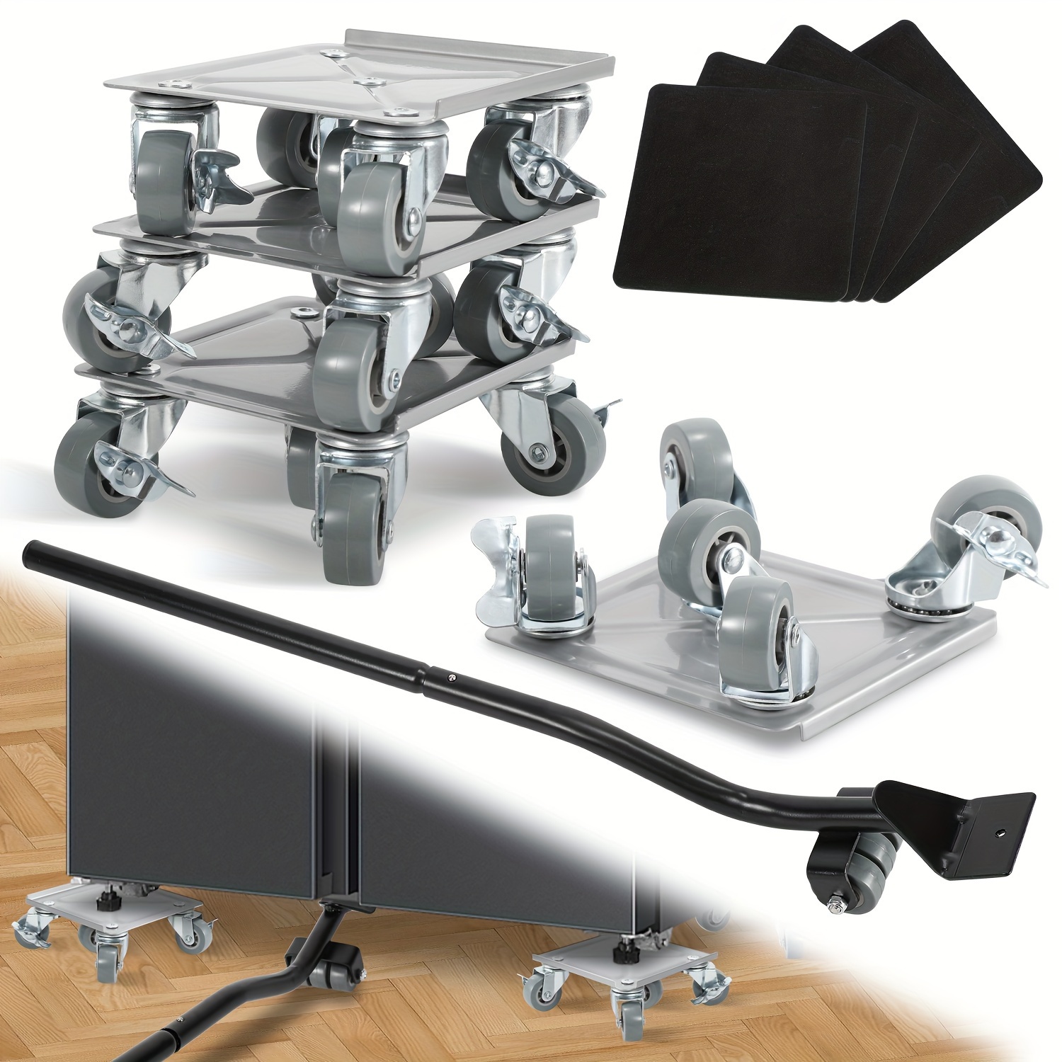 4/8 Furniture Dolly Transport Dolly With Brake & 360 Rotation Max 600kg, Furniture Lifter Set, Furniture Transport Aid Heavy Duty For Moving Furniture