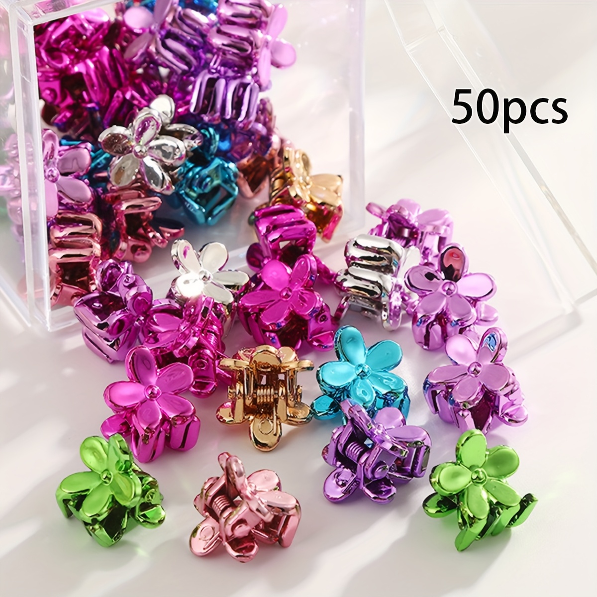 Image of 50pcs - Hair Claw Clip, Fashionable And Versatile Hair Clip Additions, Ladies Retro Elegant Hair Decoration, Exquisite Embellishment, Match Perfect Temperament Hair Additions