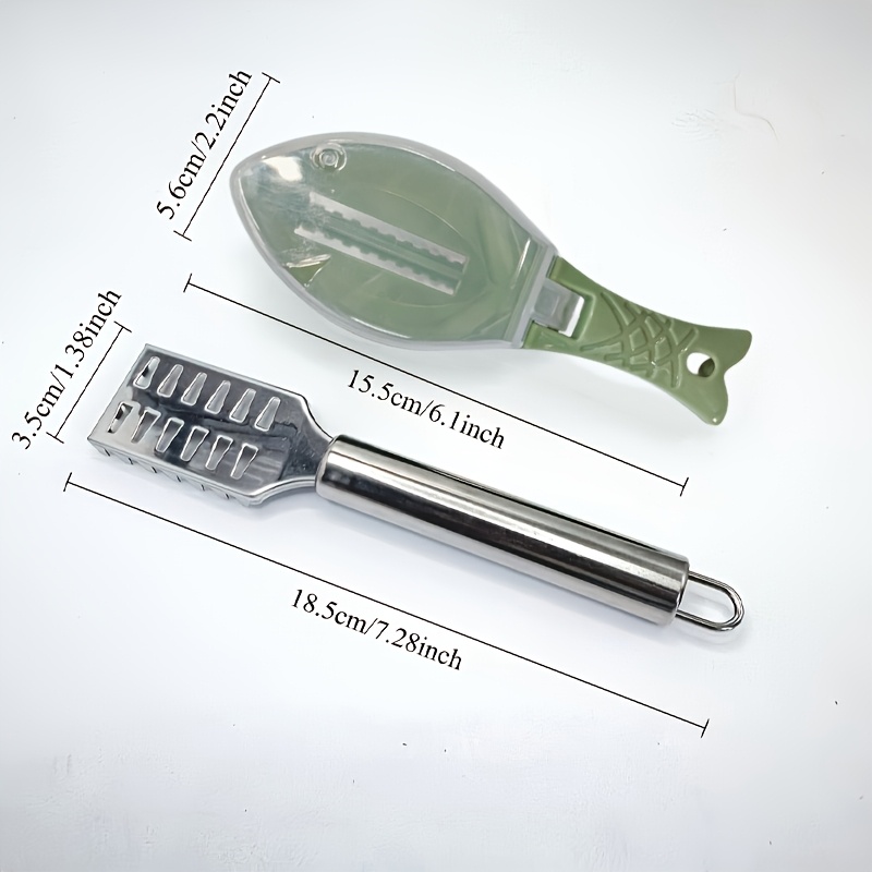 TEMU 2pcs Fish Scale Scraper Tool Set, Stainless Scale Scraper And Fish-shaped Scale Remover, Fish Scale Scraper, For Scale Removal