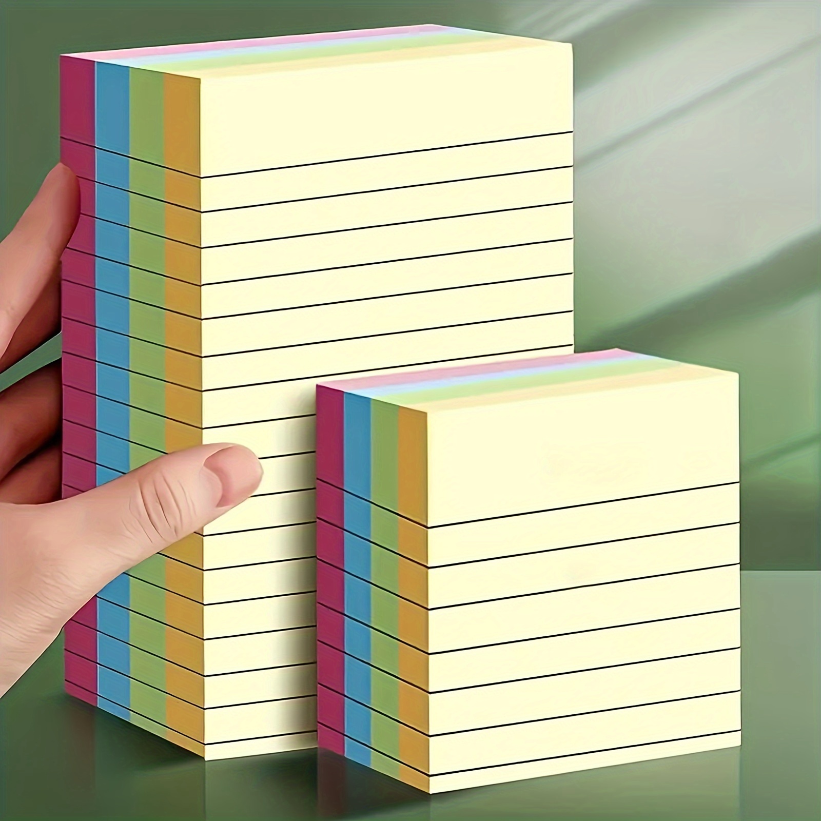 

200 Sheets Adhesive Sticky Notes: Oblong, Dual-size, 4 Vibrant Colors, Easy-to-apply, Lined For Clean Writing. Portable Notepad For Efficient Task Management At Home, Office, Or School
