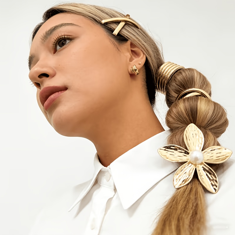 3pcs Golden Alloy Hair Accessory Set