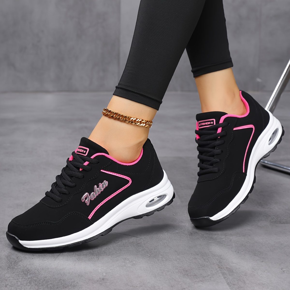 Outdoor Casual Women's Sneakers, PU Cushioned Sole Comfortable Soft-soled Running Shoes, Street Fashion Casual Shoes