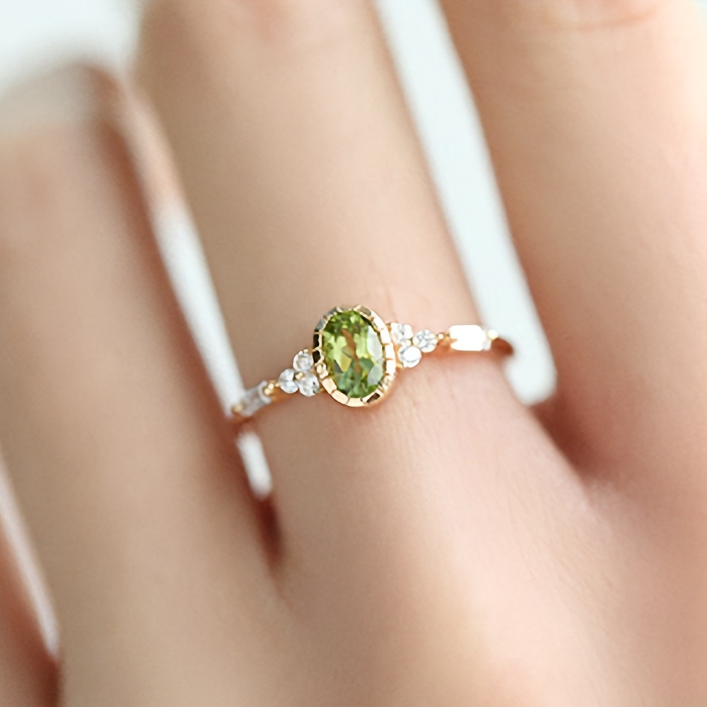 Vintage Oval Cut Yellow Green Synthetic Gemstone Women's Engagement Ring