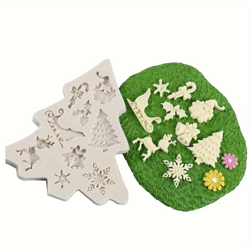 

Christmas Silicone Fondant Mold Set With Tree, Santa, Reindeer, Snowflake Designs For Baking Decoration - Triangle Manual Cake Pan For Holiday Desserts Chocolate Molding - Durable Diy Bakeware