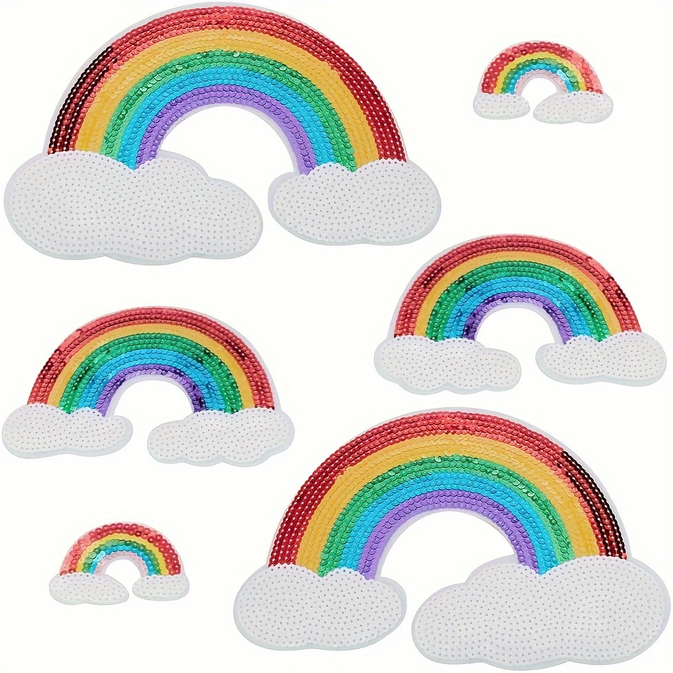 

1pc Sparkling Rainbow Sequin Iron-on Patch, Diy Fabric Applique For Clothing, Jeans, Jackets, Handbags & Shoes - Sewing Accessory