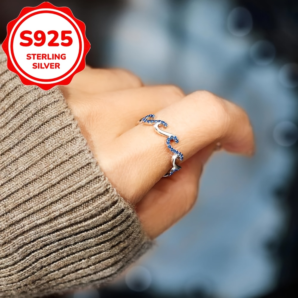 Women's S925 Silver Light Luxury Wave Ring, Bi-Color