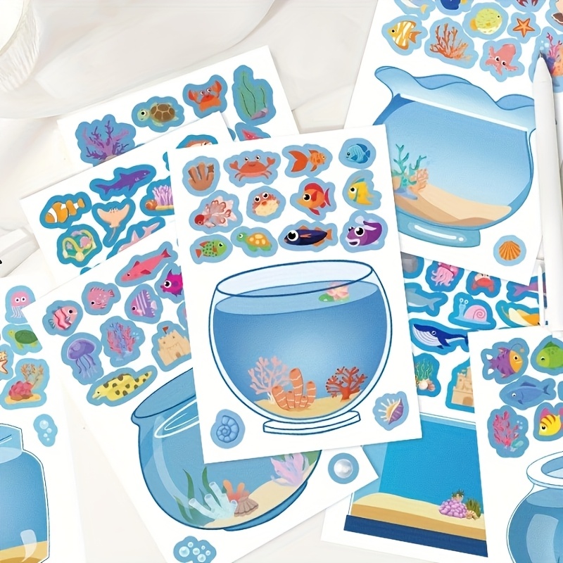 

8pcs Dream Fish Collage Creative Fresh Free Picking Children's Decoration Desktop Dormitory Water Cup Waterproof Stickers