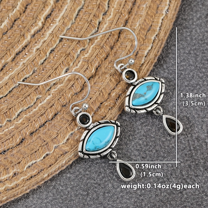 Elegant Synthetic Turquoise Earrings, Exquisite Banquet Jewelry