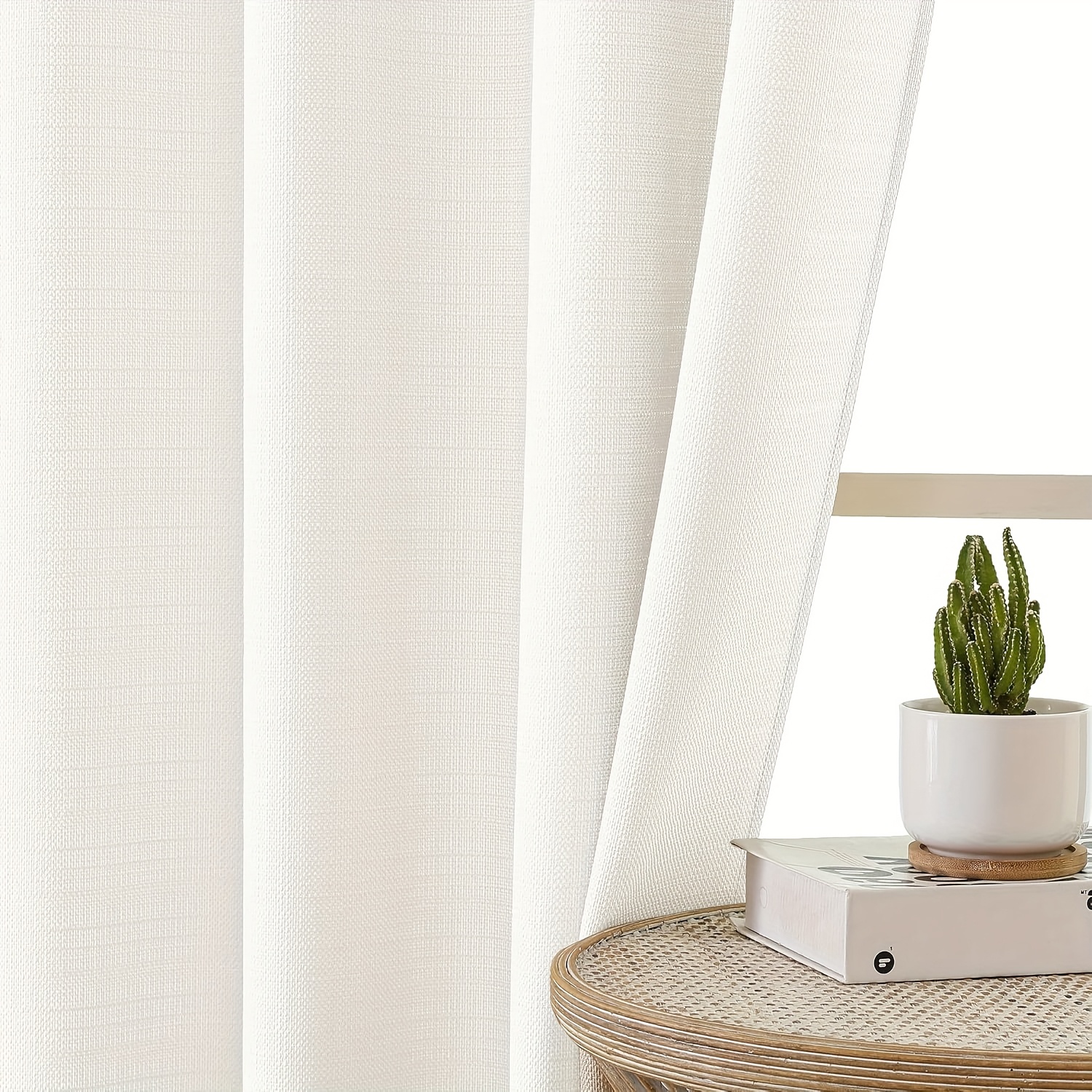 TEMU 1 Stück Leinenoptik Einfarbiger Vorhang, Reines Weiß Eleganter Vorhang, Badezimmer Privatsphäre Kurzer Vorhang, Schrankvorhang, Schlafzimmer