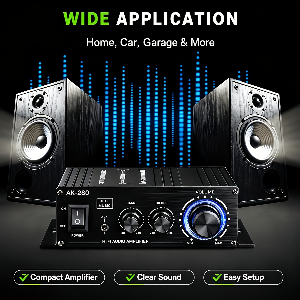 TEMU 1 X 600w Dual-channel Mini Amplifier, Hifi Stereo Compact Audio Power Amplifier, 2.0 Channels, Class Ab, Rca/ Aux Input, And Treble Control,
