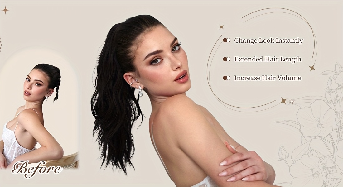   ponytail extensions long claw clip in ponytail hairpiece synthetic pony tails hair piece ponytail with claw clip natural wavy hairpieces for women 20 inch details 1