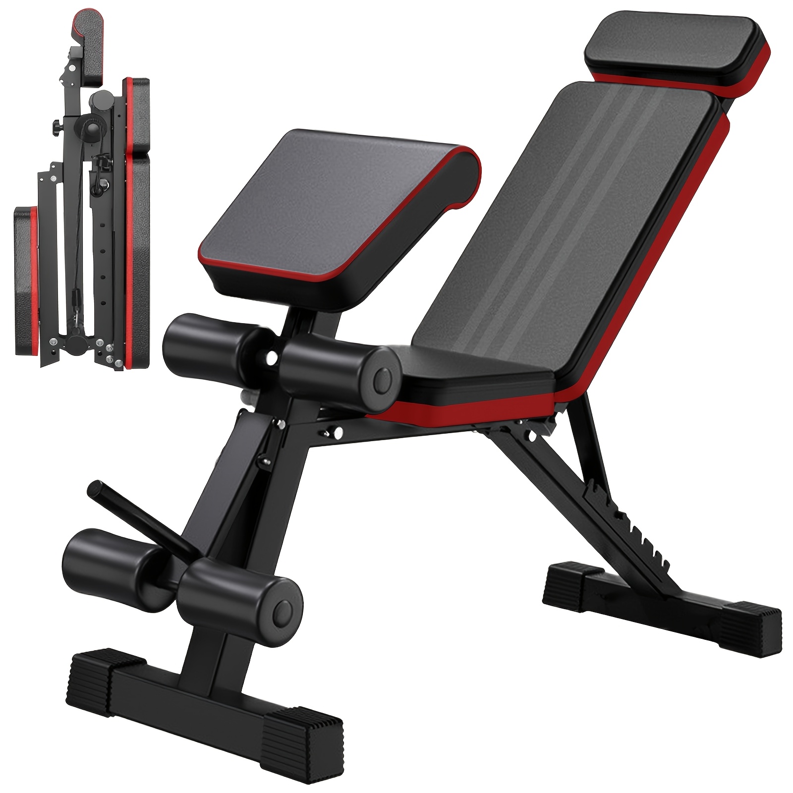 Dumbbell Bench, 7-level Adjustable Foldable Weight Bench, Extended Headrest And Leg Extension, 600 Lbs Fast Folding Incline Flat Bench For Home, Workout, Gym