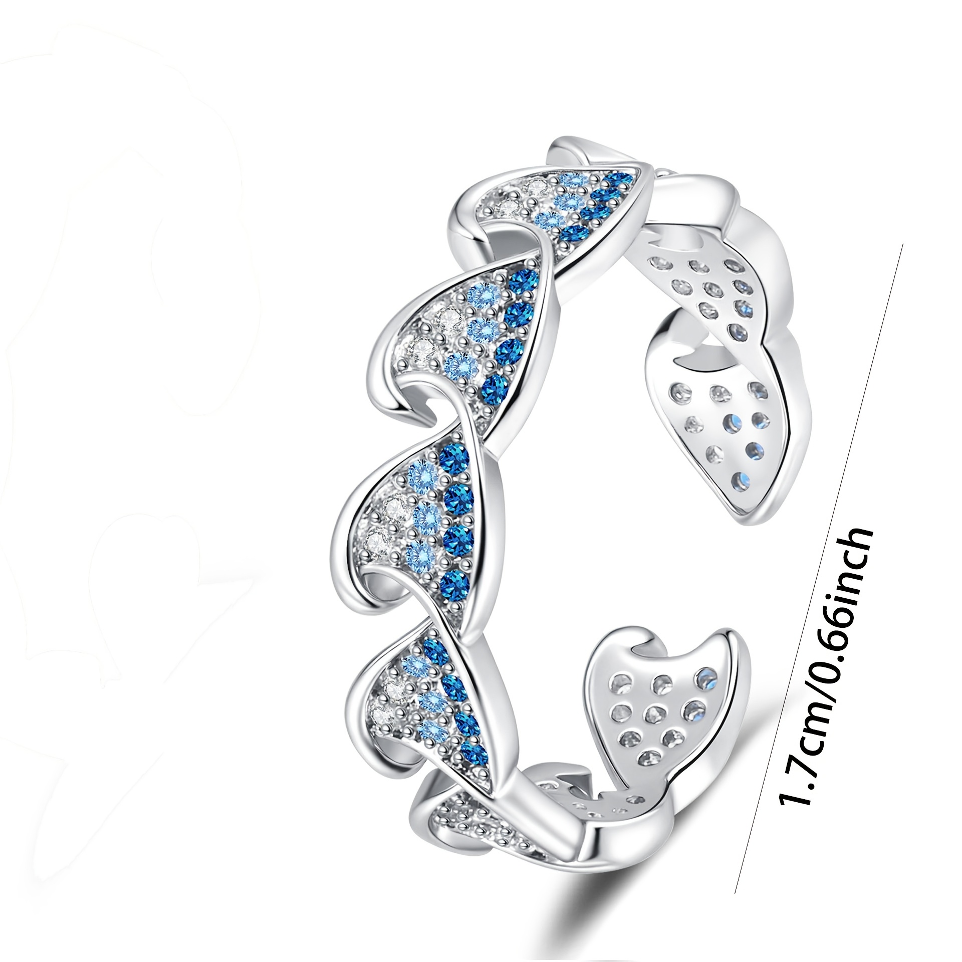 Women's S925 Pure Silver Summer Wave Ring, Fashion Statement