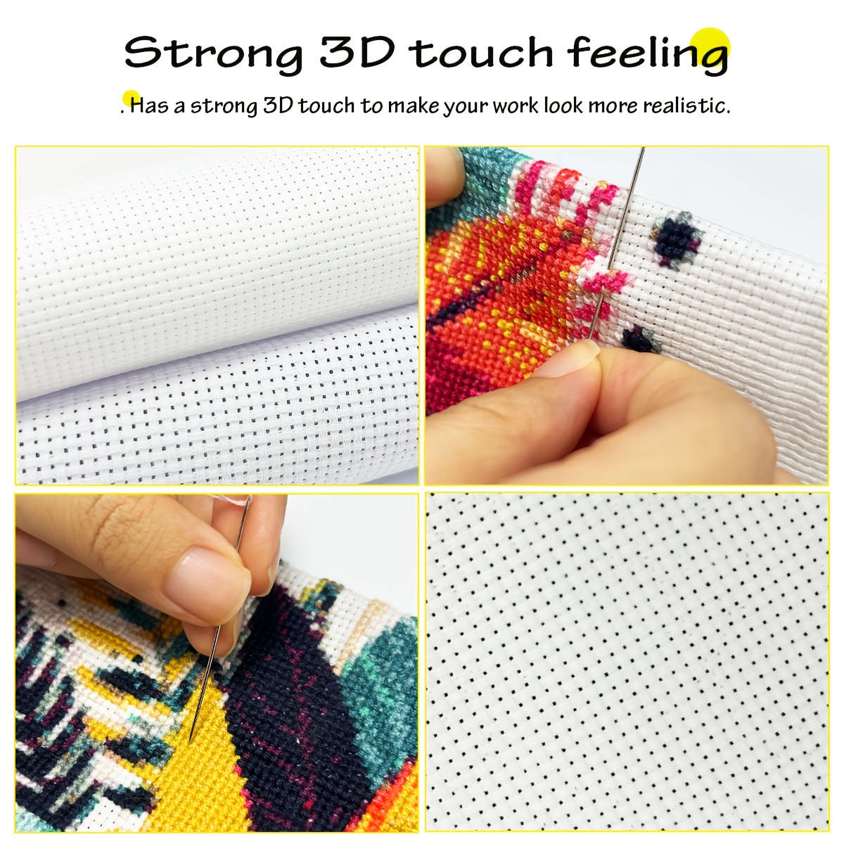 Large-Sized White Cross-Stitch Fabric Made of Polyester