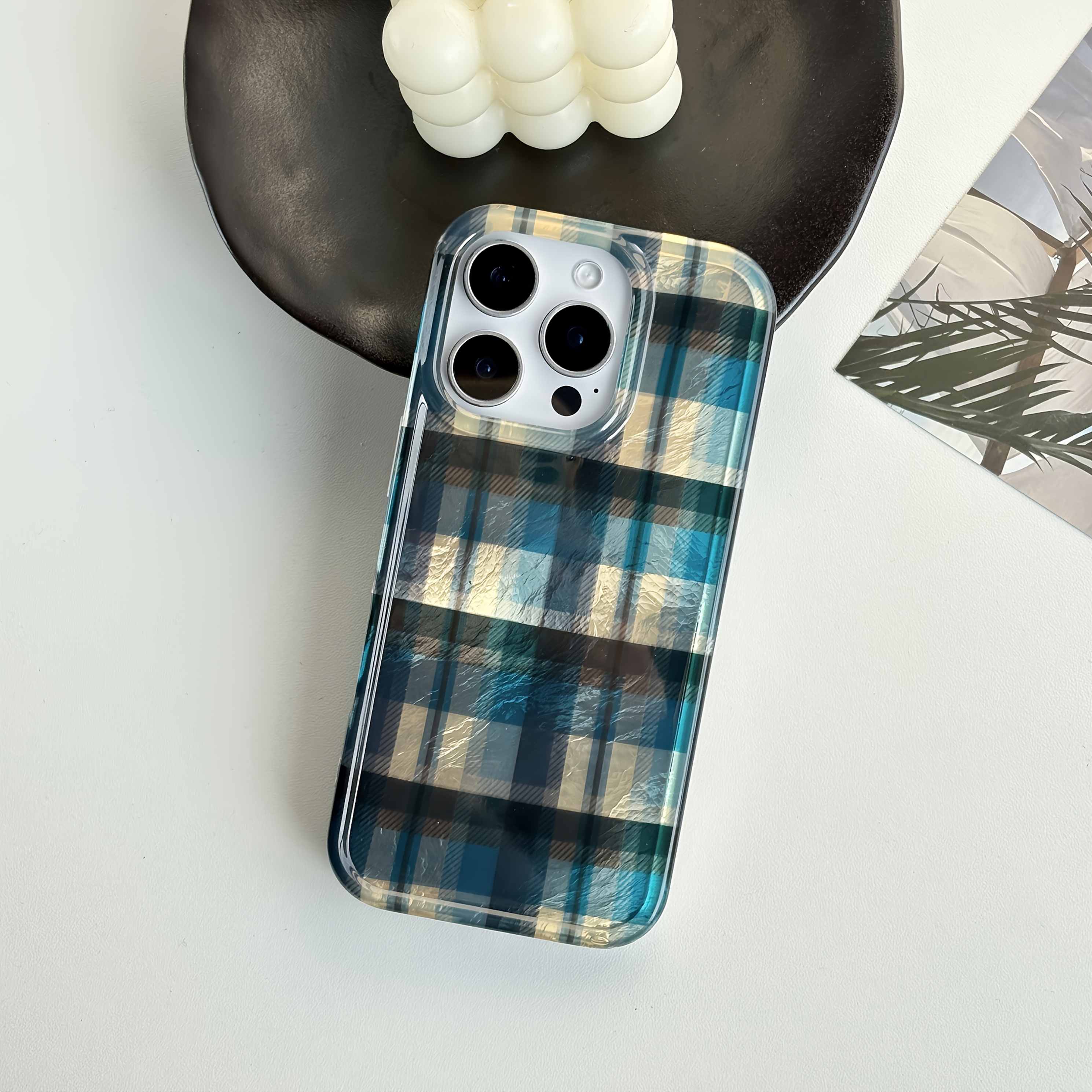 TEMU Phone Case: 1 Black And Blue Tpu Full-coverage Drop-proof Protective Soft Case, Suitable For Iphone 16/xr/11/12/13/14/15 Plus Pro Max/plus And