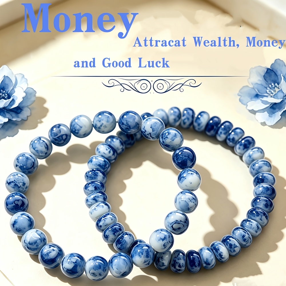 TEMU 2pcs-set Handmade Glass Bracelet-high Quality Bracelet-men And Women Birthday Gifts-couple Bracelet- Suitable For Christmas-teacher's Day- And Father's Day Fashion Additions