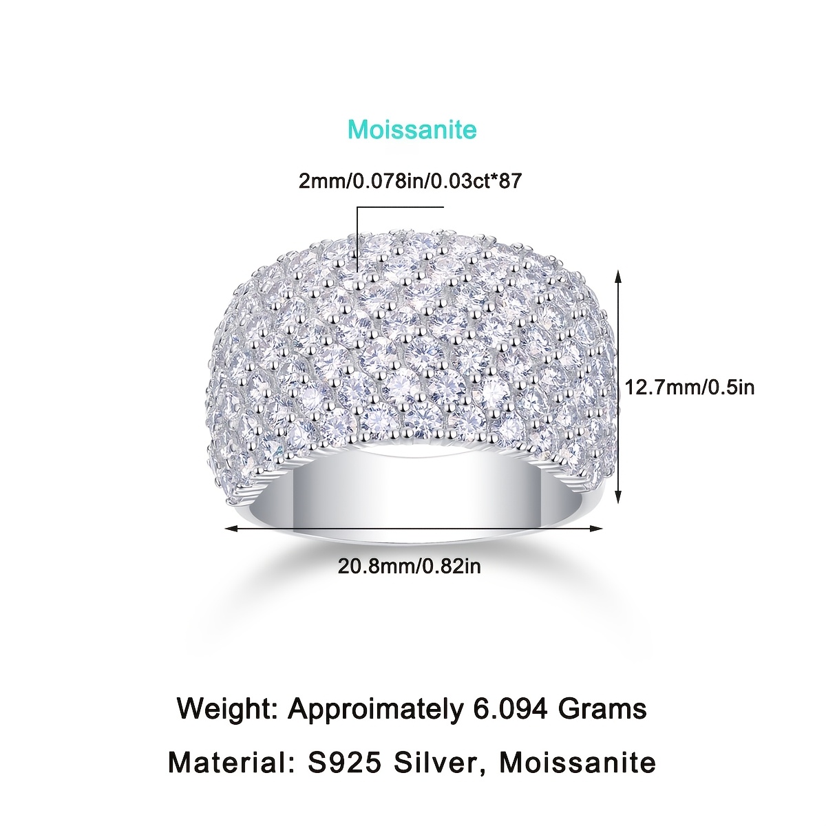 Elegant 925 Sterling Silver Ring with Laboratory Moissanite