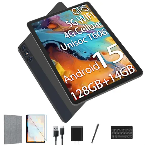 android 15 tablet 10 inch 4g cellular 5g wifi tablet android tablet with 128gb rom 14gb core 5g wifi 4g lte t606 1tb expandable 7000mah battery 13mp 8mp gps tab 1280x800 ips lcd display incell card slot face unlock 2025 newest android tablet with keyboard mouse stylus 4g phone tablet birthday gift mothers day fathers day childrens day halloween christmas new year labor day gift