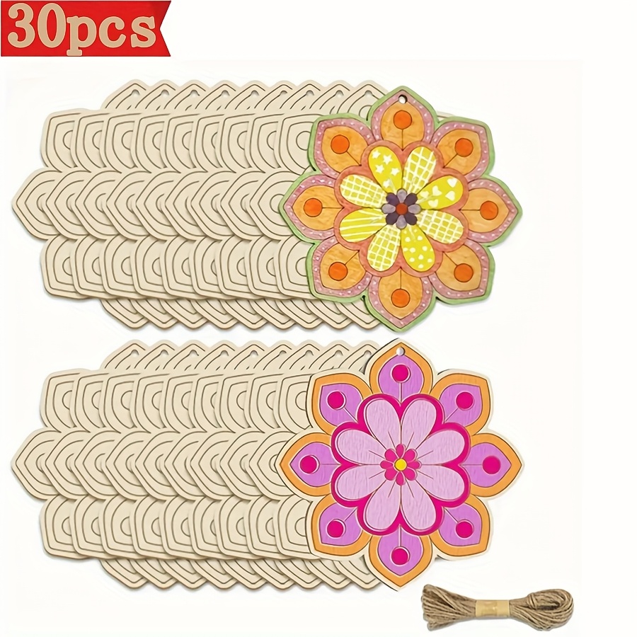 TEMU 30pcs Wooden Carving Patterns Diy Painting Graffiti Decoration Birthday Wedding Party Wooden Decoration Country House Decoration Festival Party