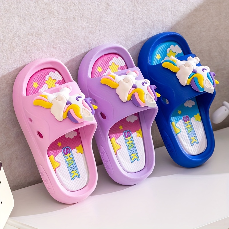 girls cartoon unicorn slippers purple pvc non slip summer Temu