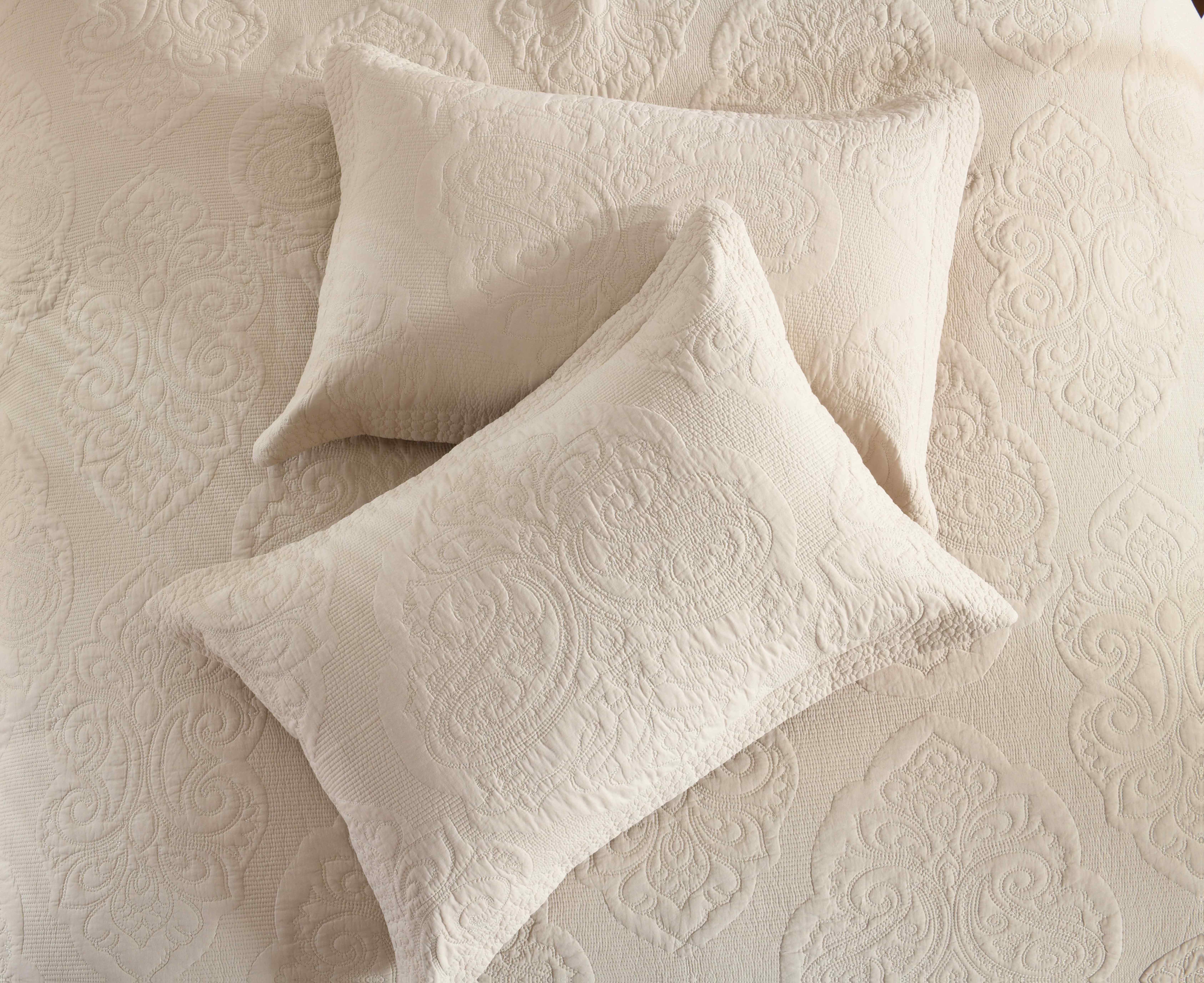 3pcss (1 Bedspread + Two Pillowcases) Pulis - Beige American Bedspread 3pcs Set 3D Quilted Relief Three-Dimensional Craft Double-Sided High-End Comforter 100% Cotton Quilted Bedding Double Bed Bedding Decoration Double-Sided Pure Cotton Printed Blan