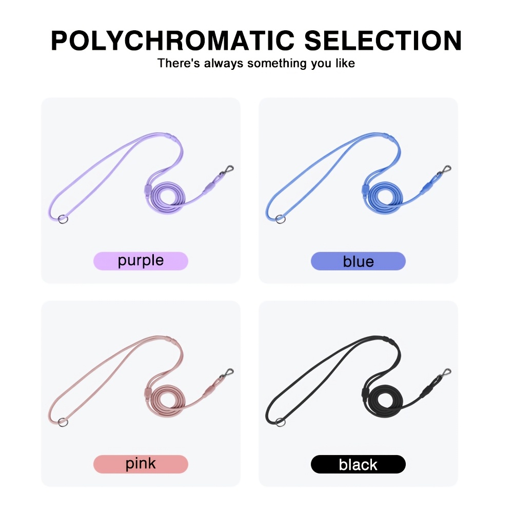 Round Silicone Dog Leash with Sturdy Metal Hook Closure