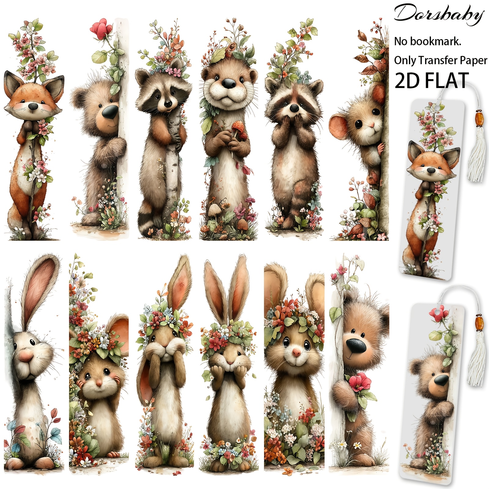 TEMU 24pcs Set Of Forest Animal Bookmark For Bookmark And Ruler Decoration, Uv Dtf Transfer, Suitable For Desks, Chairs, Tablets, And Scrapbooking