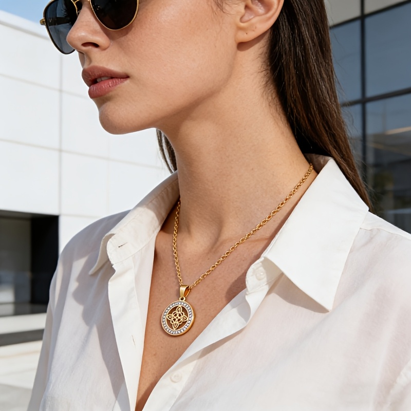 Women's Elegant Hollow Celtic Knot Pendant Necklace
