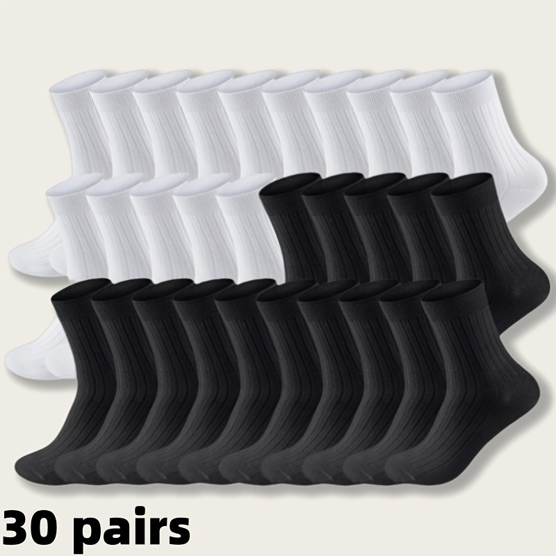TEMU 10/30 Pairs Classic Socks, Solid Color Socks, Black Socks, White Socks, Business Socks, Men's Socks, Women's Socks, Outdoor Socks, 168 Needle ,