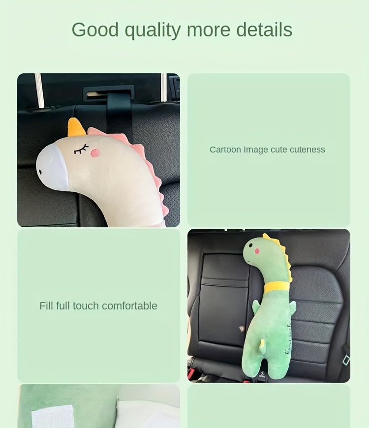 soft plush unicorn dinosaur car seat belt covers comfortable shoulder pads safety   couples ideal gift material car interior accessories Product details 7