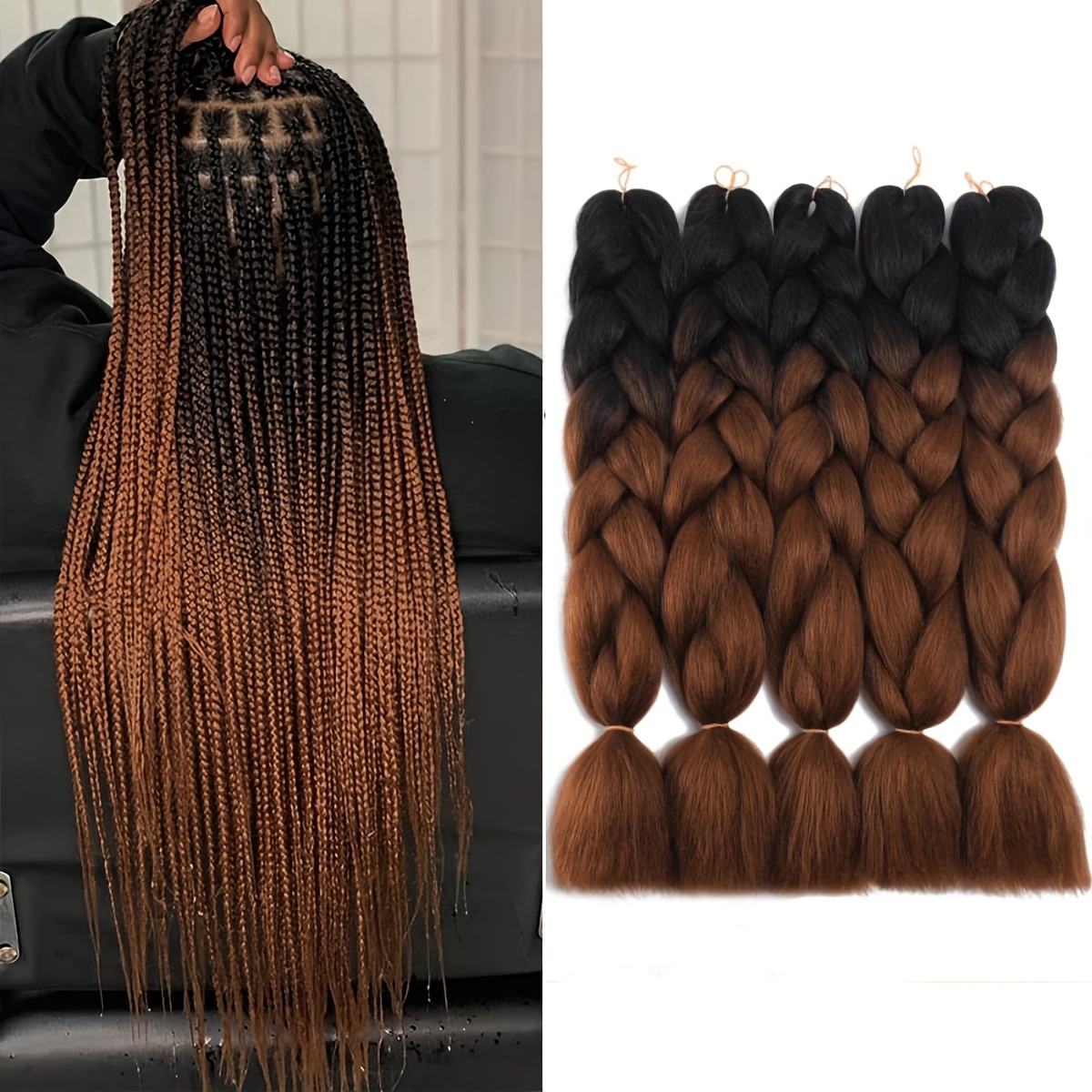 24 ombre braiding hair braiding hair ombre 5pcs braid - Temu  display picture 2