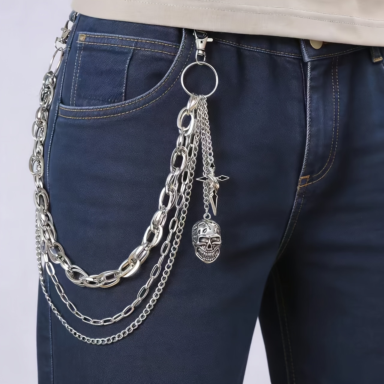 Men's Belt Chain Skull Chain Y2k Punk Gothic Unisex Streetwear Jeans Chain Additions