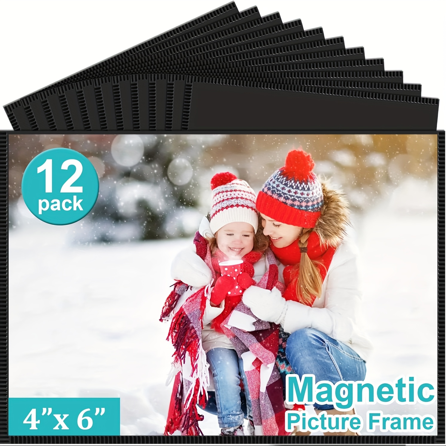 Image of 12 Pack Reusable Magnetic Photo Frames, Suitable For Home, School, Office, Refrigerator, Iron Bookshelf, Cabinet, Etc. For Display Frames