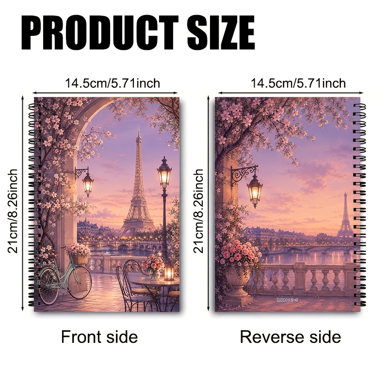 TEMU 1pc, Tower Scenery Coil Notebook, 50 Sheets Total 100 Pages, Journal Enthusiasts, Psychological , Mood Recording Journal, Daily Notebook,